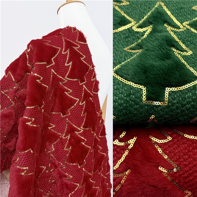 sequins christmas tree velvet fabric