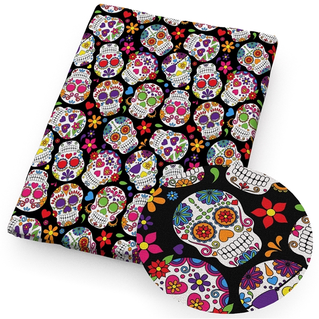 polyester cotton halloween skeleton series polyester cotton fabric set (4 pcs/set)