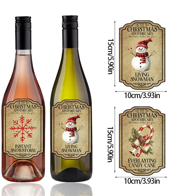 Christmas retro adhesive stickers red wine bottle stickers