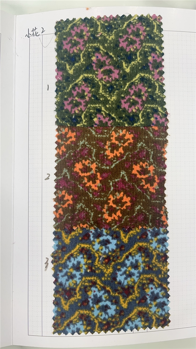floral printed corduroy fabric