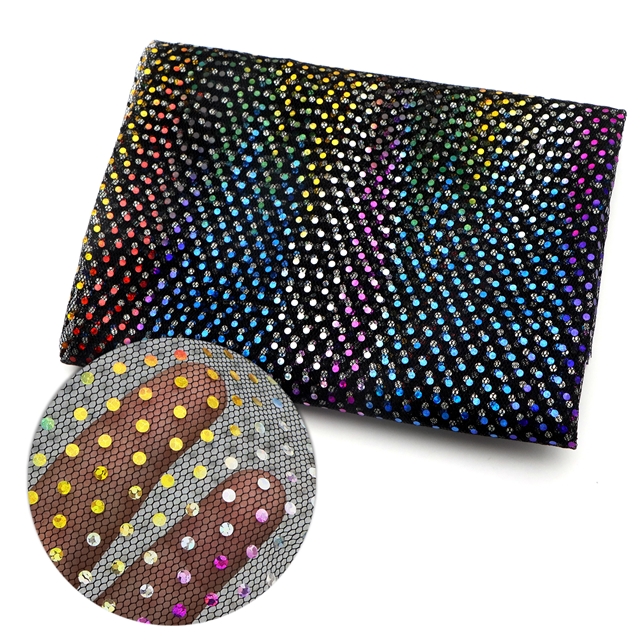 colorful circular sequins mesh fabric
