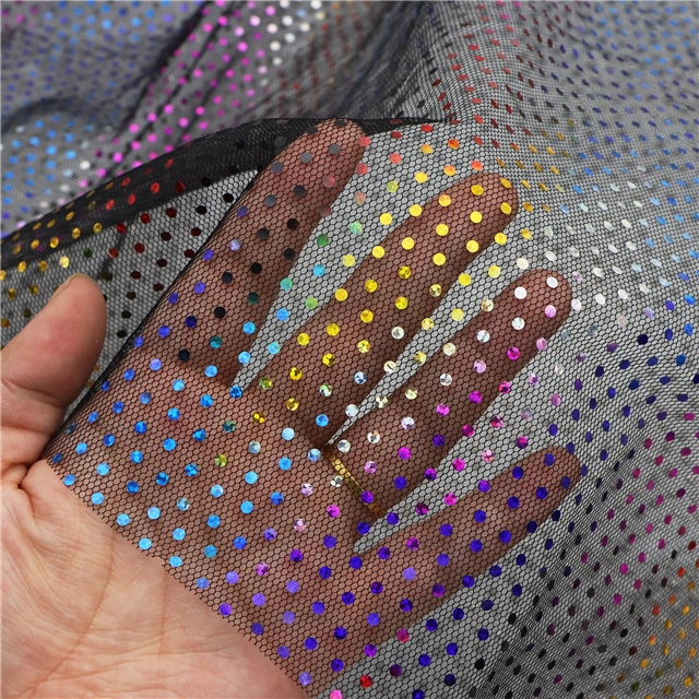 colorful circular sequins mesh fabric