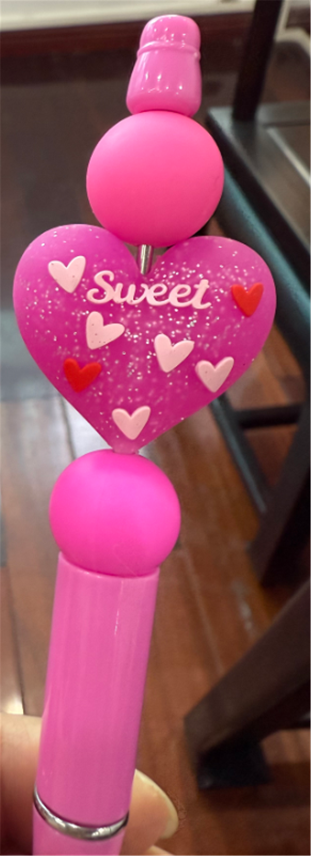 silicone 3d glitter heart silicone beads