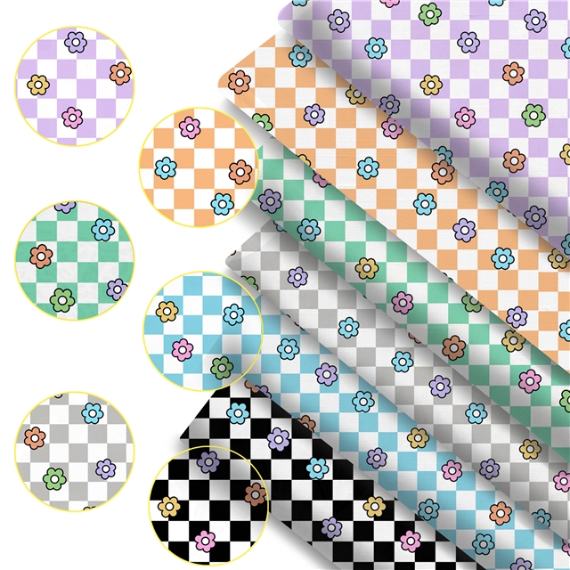polyester cotton plaid flower series polyester cotton fabric set (6 pcs/set) polyester cotton fabric,50*45cm(19.7*17.7