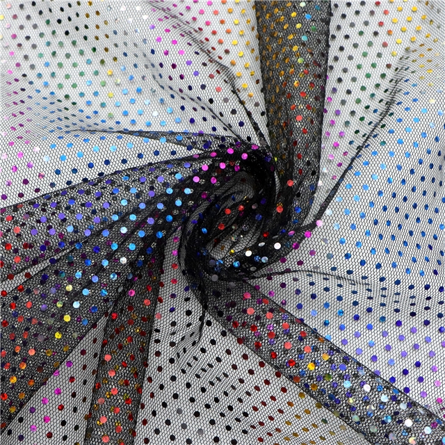 colorful circular sequins mesh fabric