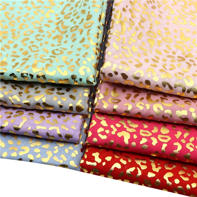 hot gold leopard pattern chiffon fabric