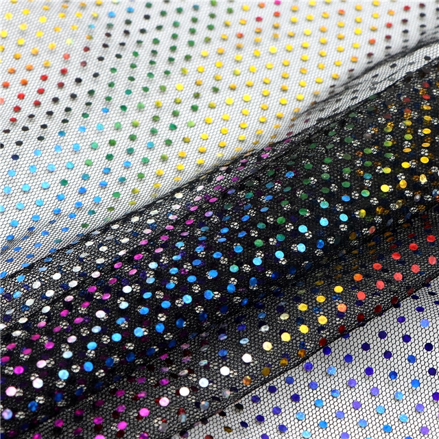 colorful circular sequins mesh fabric