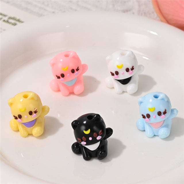rubber three-dimensional cat rubber beads