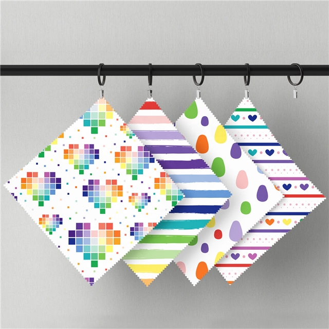 polyester cotton colorful geometric heart series polyester cotton fabric set (12 pcs/set)