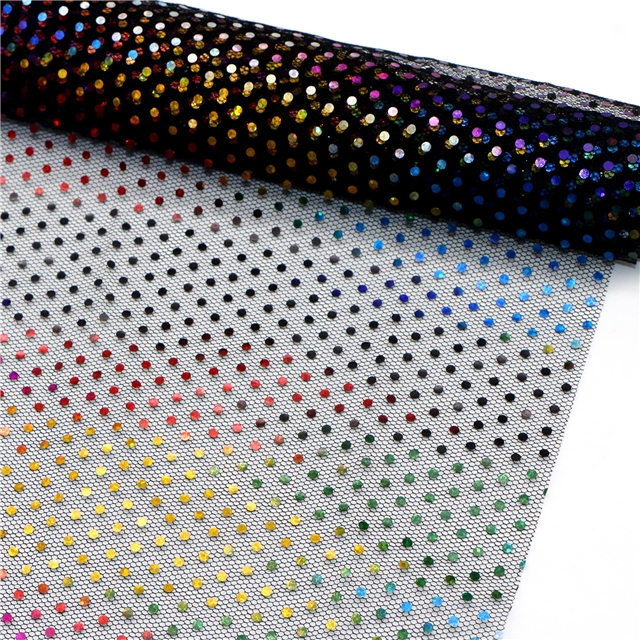 colorful circular sequins mesh fabric
