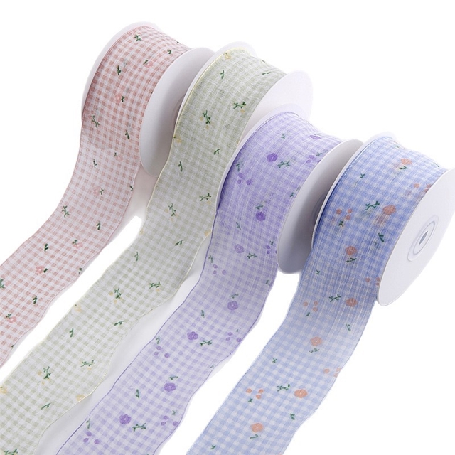 small grid chiffon printed ribbon