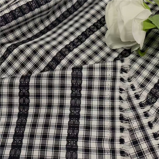 yarn dyed checkered chain jacquard fabric