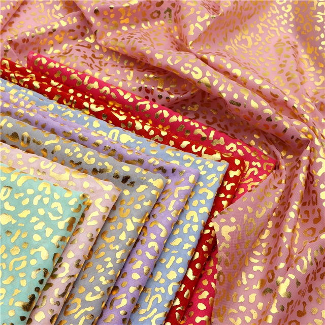 hot gold leopard pattern chiffon fabric