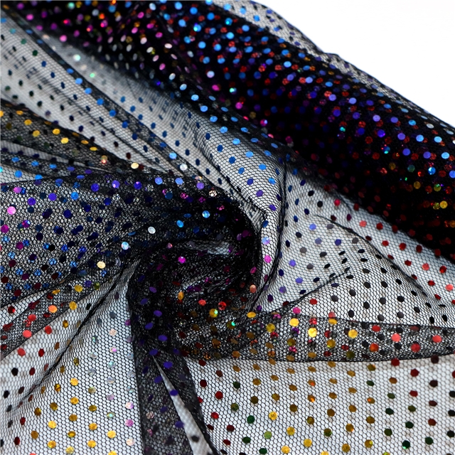 colorful circular sequins mesh fabric