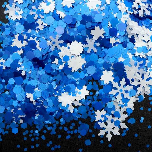 PET christmas glitter sequin nail accessories blue,bare bottle