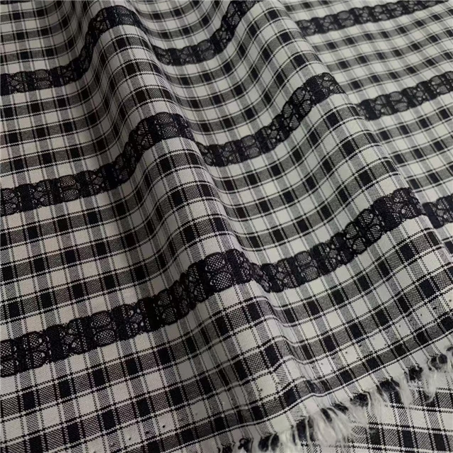 yarn dyed checkered chain jacquard fabric