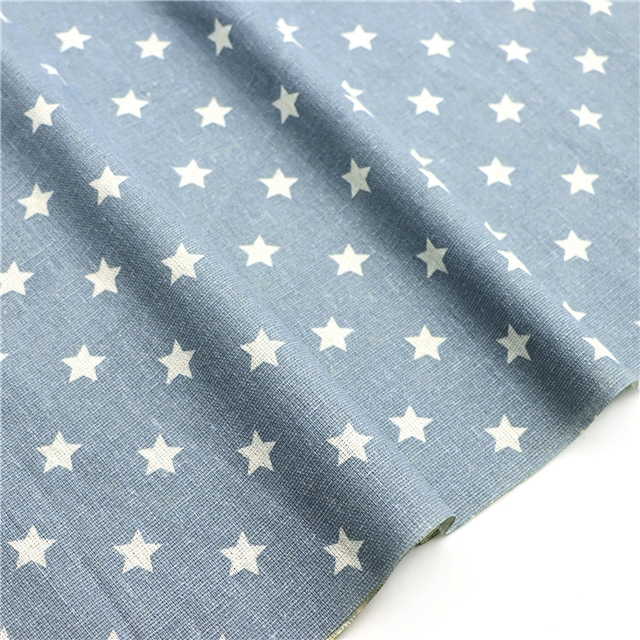 small five-pointed star printed cotton and linen fabric gray,50*150cm(19.7*59.1