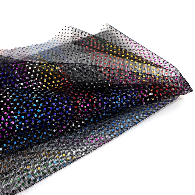 colorful circular sequins mesh fabric