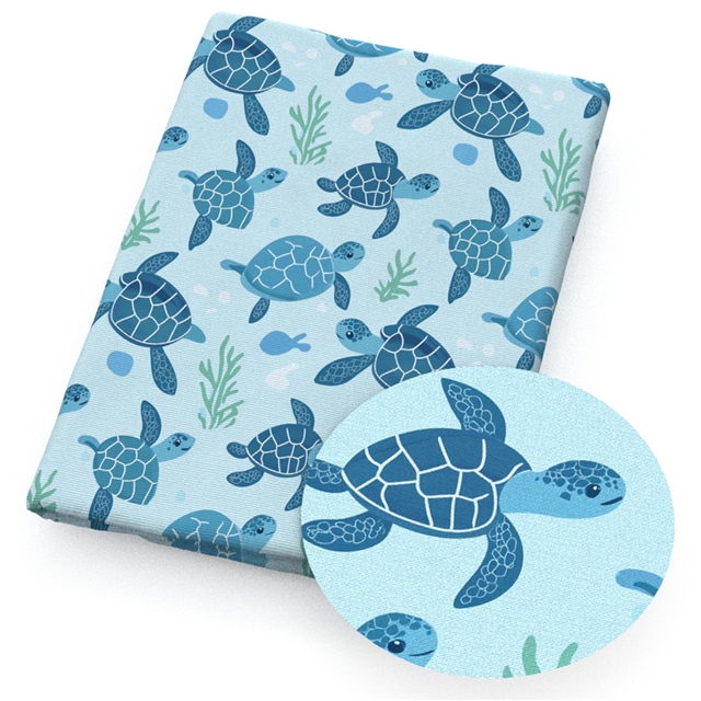 polyester cotton sea turtle series polyester cotton fabric set (10 pcs/set)