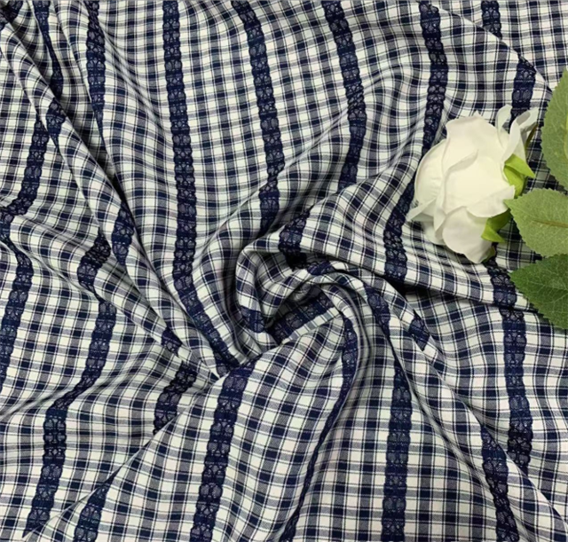 yarn dyed checkered chain jacquard fabric