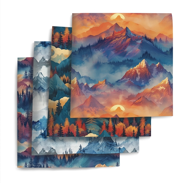 polyester cotton mountain series polyester cotton fabric set (4 pcs/set)