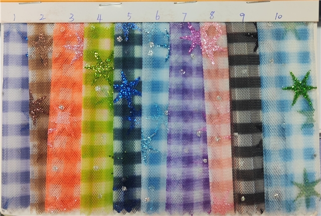 glitter star grid mesh fabric