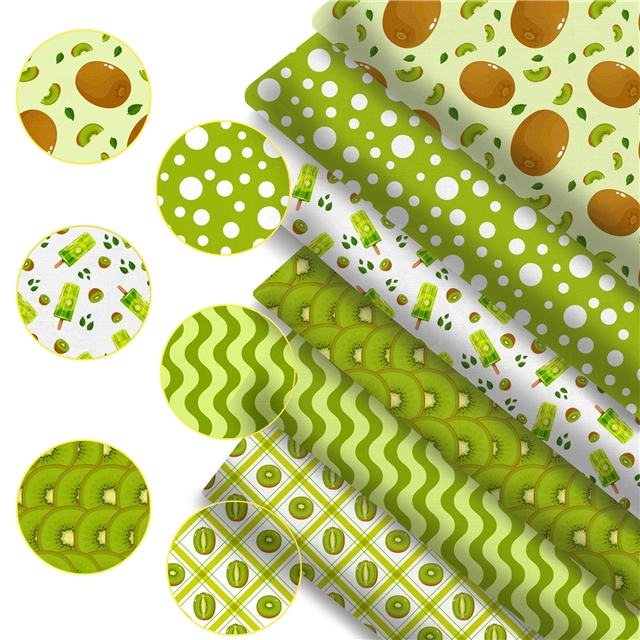 polyester cotton geometric kiwi series polyester cotton fabric set (6 pcs/set)