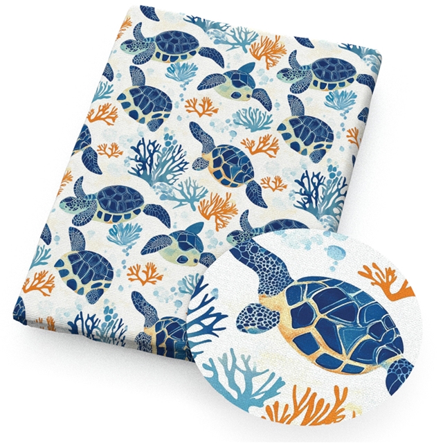 polyester cotton sea turtle series polyester cotton fabric set (10 pcs/set)