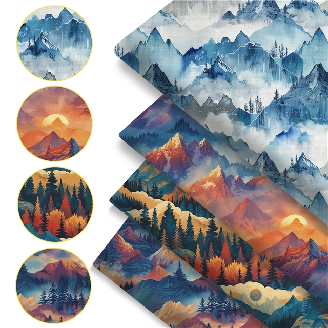 polyester cotton mountain series polyester cotton fabric set (4 pcs/set)