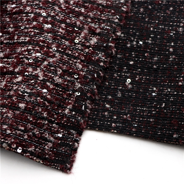76% T12% W12% Acrylic round sequin woolen woven small fragrant fabric