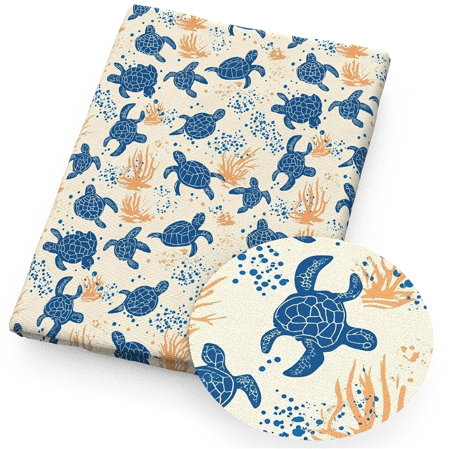 polyester cotton sea turtle series polyester cotton fabric set (10 pcs/set)