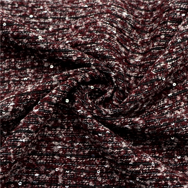 76% T12% W12% Acrylic round sequin woolen woven small fragrant fabric