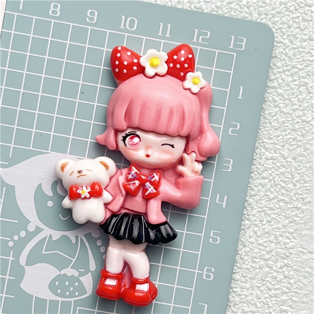 plastic/resin cute cross dressing girl large 3d resin accessories