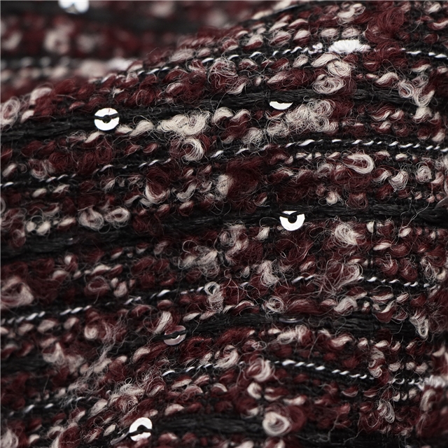 76% T12% W12% Acrylic round sequin woolen woven small fragrant fabric