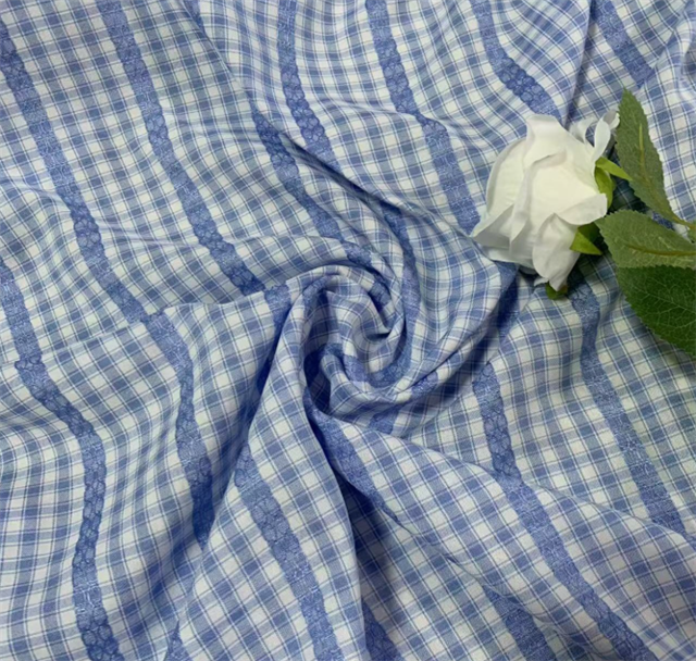 yarn dyed checkered chain jacquard fabric