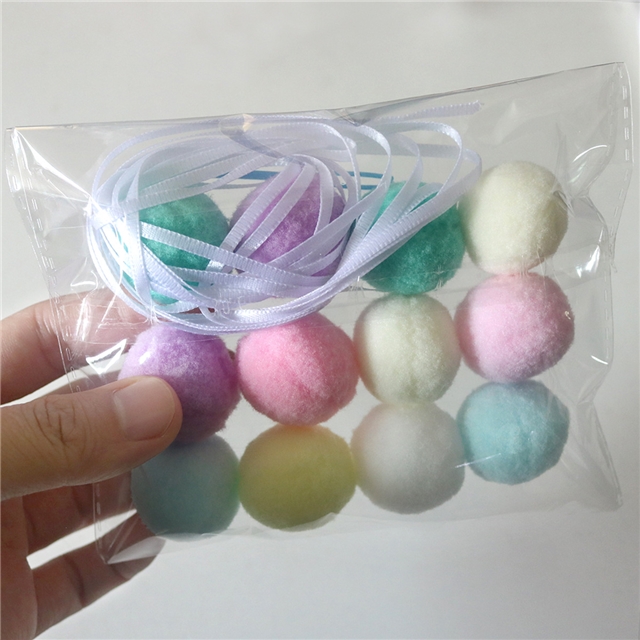 easter themed party decoration macaron wool ball decal pendant set (rope length 2.5 meters+12 wool balls,random color)