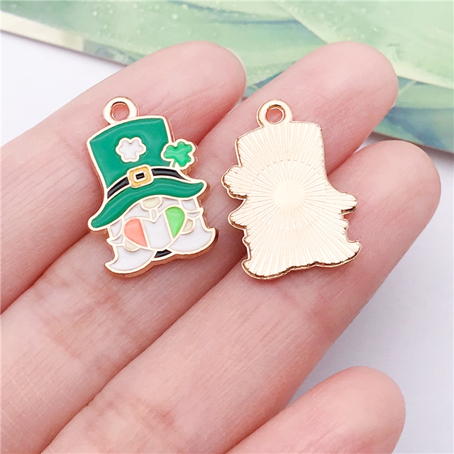 zinc alloy st patricks shamrock drop oil alloy pendant