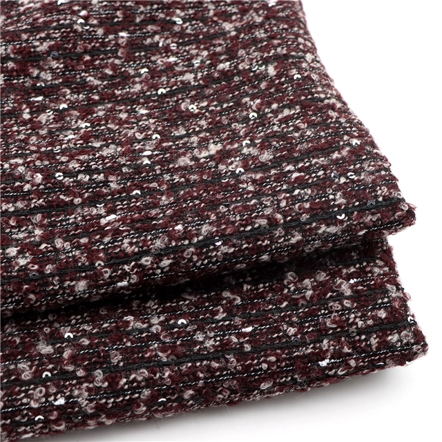 76% T12% W12% Acrylic round sequin woolen woven small fragrant fabric