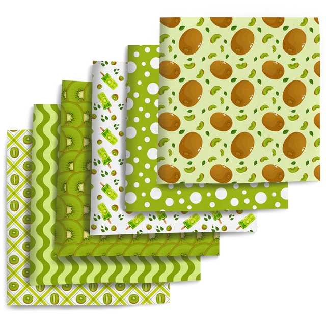 polyester cotton geometric kiwi series polyester cotton fabric set (6 pcs/set)