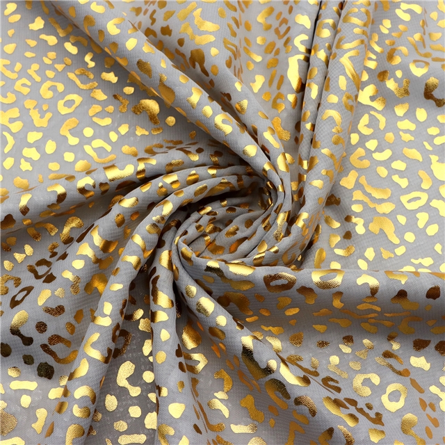 hot gold leopard pattern chiffon fabric 14#gray,50*150cm(19.7*59.1