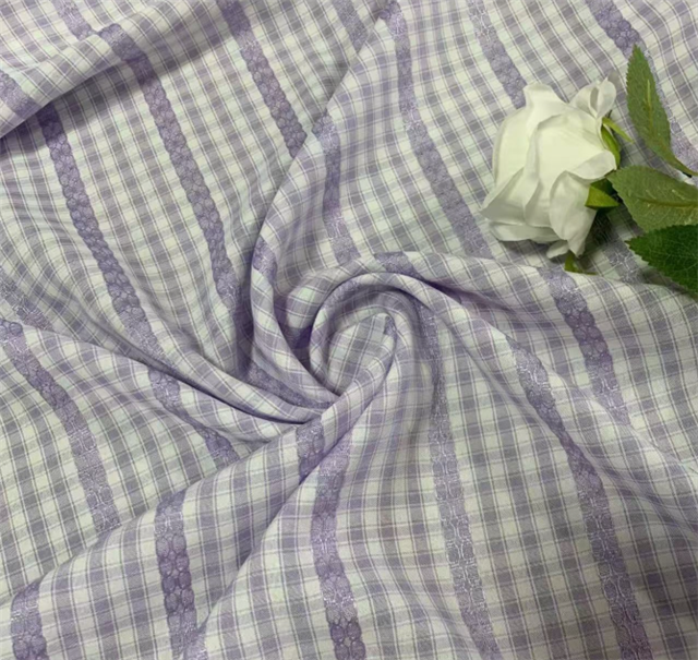 yarn dyed checkered chain jacquard fabric