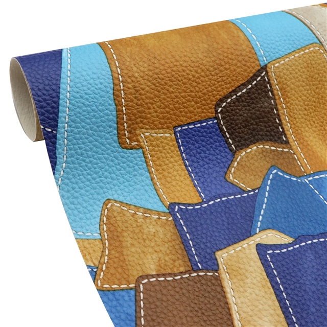 synthetic leather retro splicing simulation PVC synthetic leather 30*140cm(11.8*55.1