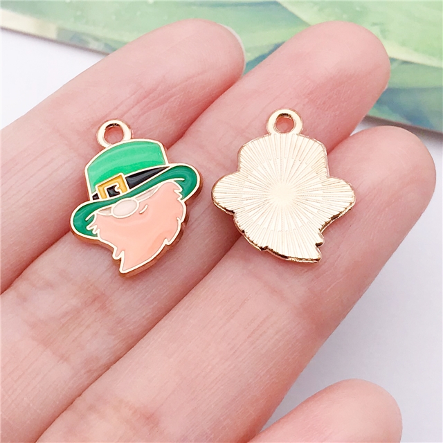 zinc alloy st patricks shamrock drop oil alloy pendant