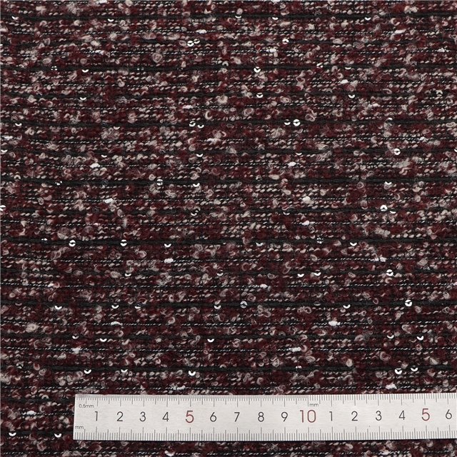 76% T12% W12% Acrylic round sequin woolen woven small fragrant fabric