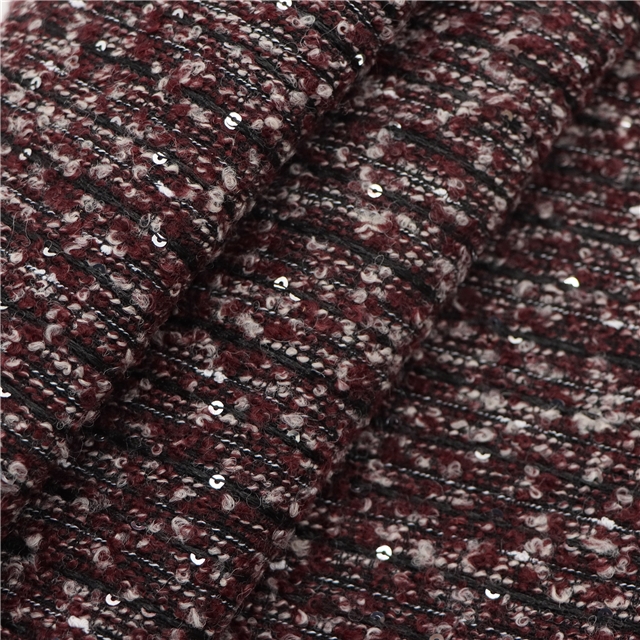 76% T12% W12% Acrylic round sequin woolen woven small fragrant fabric