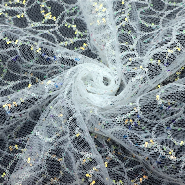 glitter sequins fish scale mesh fabric 3#white,50*135cm(19.7*53.1
