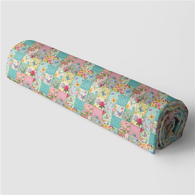 polyester cotton checkered flower series polyester cotton fabric set (10 pcs/set) polyester cotton fabric,50*45cm(19.7*17.7