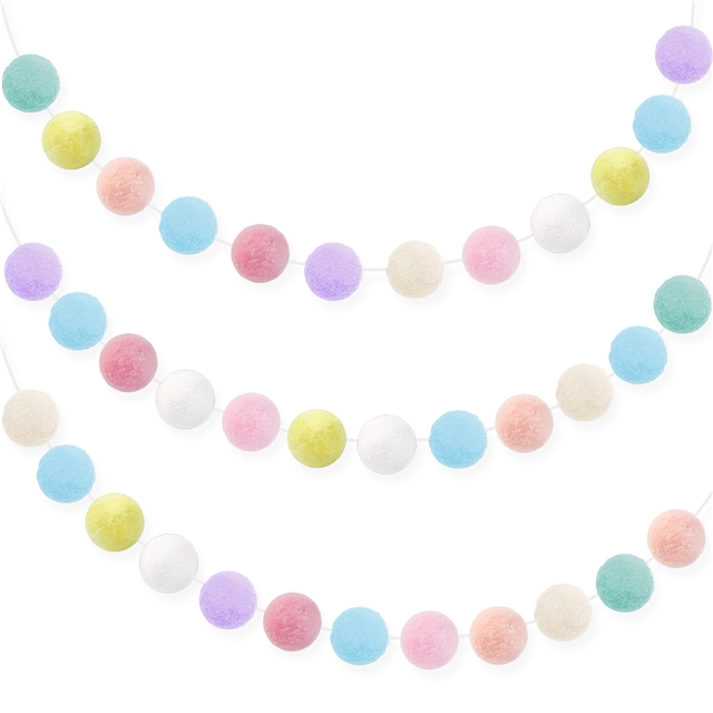 easter themed party decoration macaron wool ball decal pendant set (rope length 2.5 meters+12 wool balls,random color)