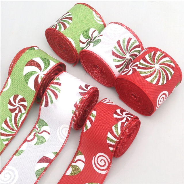 faux linen christmas powder candy imitation hemp edge iron ribbon