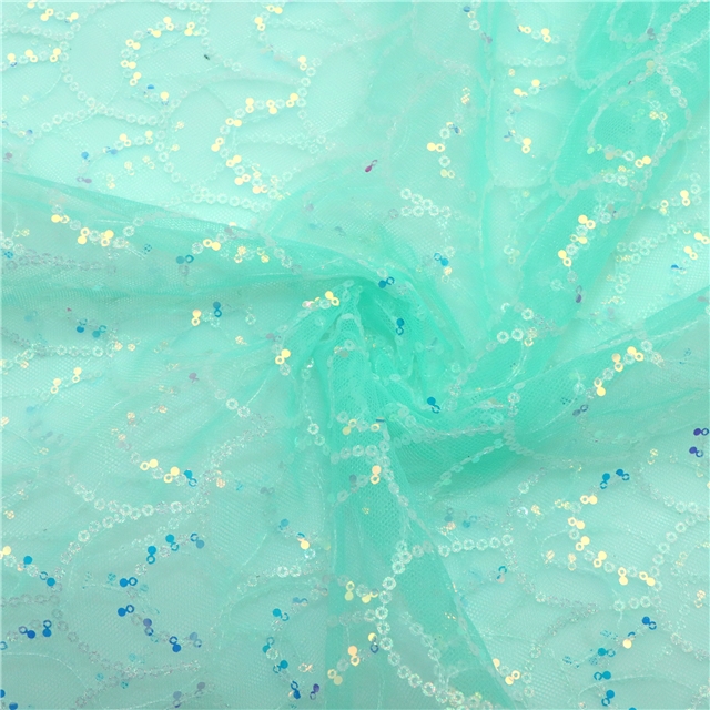 glitter sequins fish scale mesh fabric 2#green,50*135cm(19.7*53.1